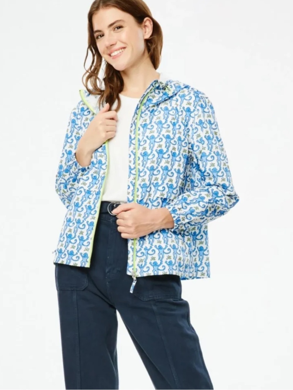 NWT Roller Rabbit monkey packable rain jacket sz XL $178